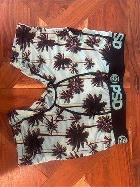 PSD Palm Tree Boxer Briefs - Aqua with Black Accents